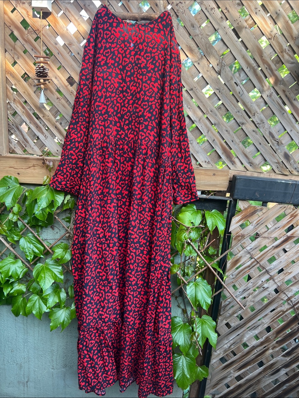 Zara Red and Black Leopard Print Maxi Dress
